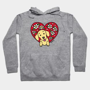 Yellow Labrador and Floral Heart Hoodie